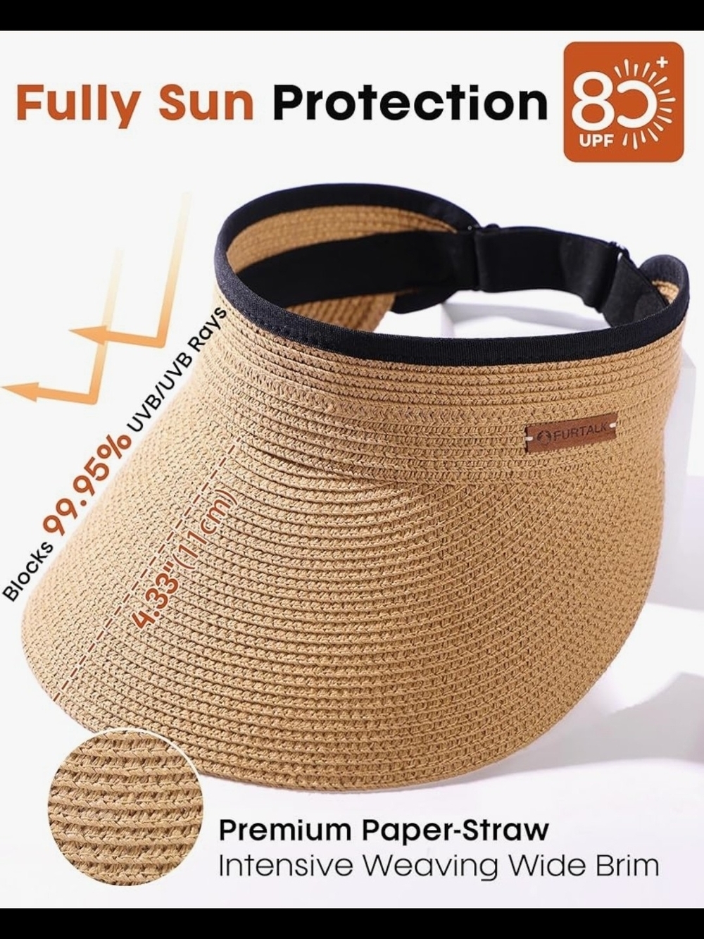 Women’s Wide Brim Straw Sun Visor - Tan